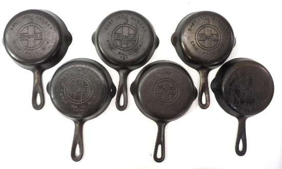 (6) Griswold No.3 Skillets