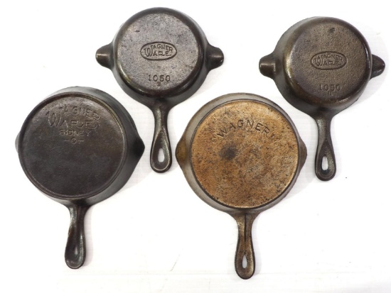 (2) Wagner ash trays & (2) Skillets