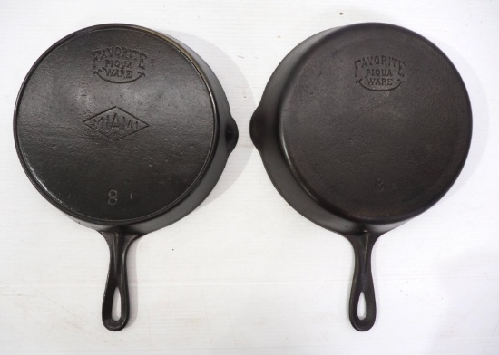 (2) Favorite Piqua Ware No.8 skillets