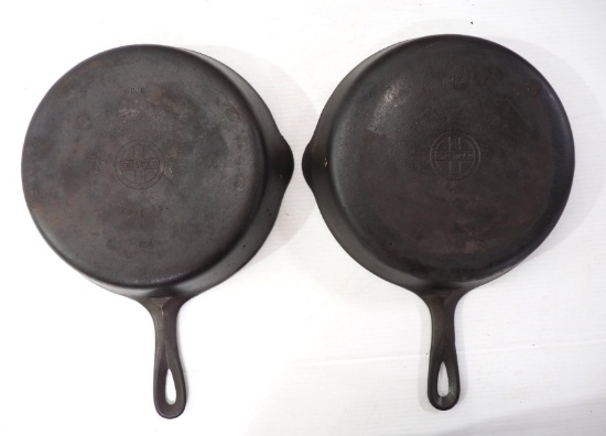 (2) Griswold No.8 cast iron skillets
