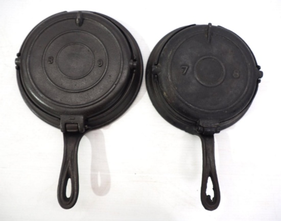(2) Cast iron waffle irons: 7-8 / 8-9