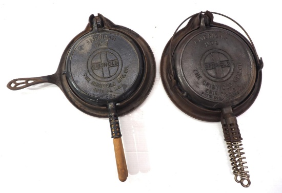 (2) Griswold cast iron waffle irons