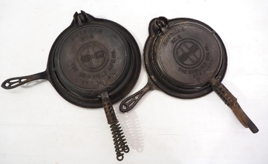 (2) Griswold cast iron waffle irons