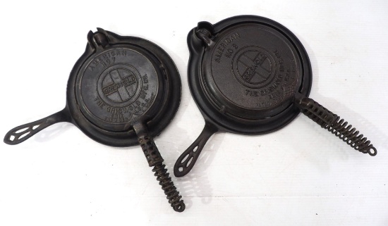 (2) Griswold cast iron waffle irons