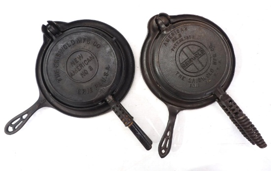 (2) Griswold cast iron waffle irons