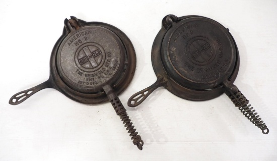 (2) Griswold cast iron waffle irons