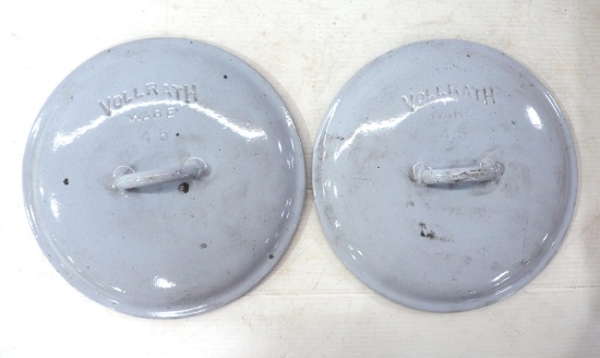 (2) Vollrath Ware No.45 Enameled Lids