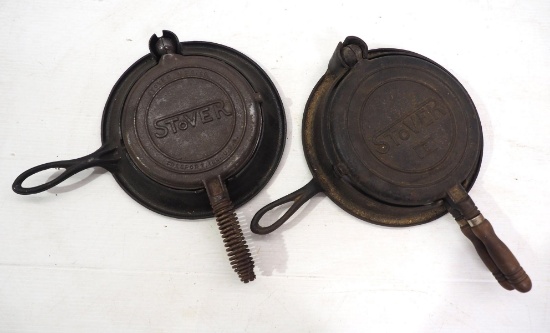 (2) Stover waffle irons: No.7 / No.8