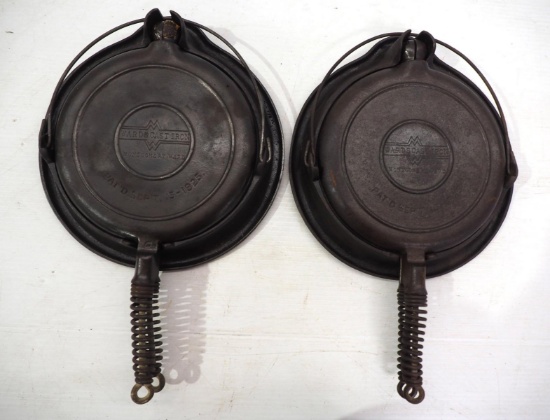 (2) Montgomery Ward's waffle irons