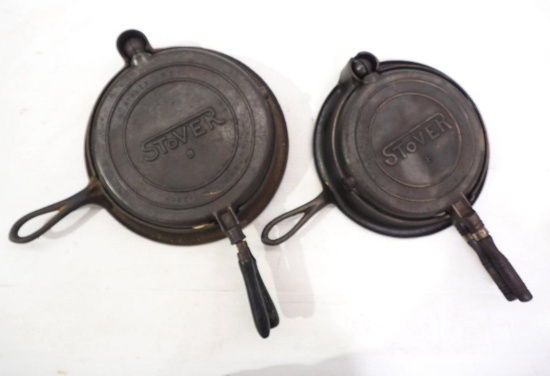 (2) Stover waffle irons: No.8 / No.9