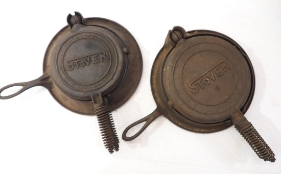 (2) Stover  waffle irons: No.7 / No.8