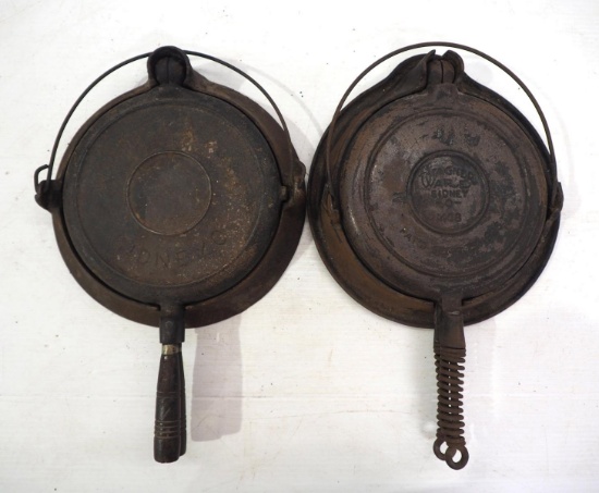 (2) Wagner cast iron waffle irons