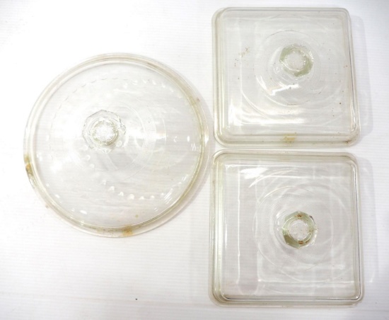 (3) Griswold glass Skillet Covers