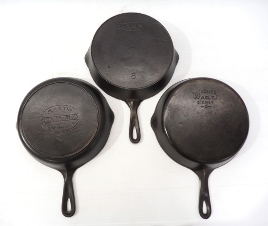 (3) Cast iron No.8 Skillets