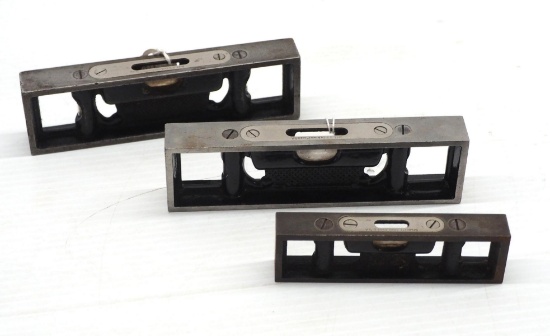 (3) L.S. Starrett Cast Iron Levels