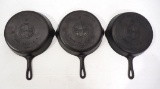 (3) Griswold No.8 cast iron skillets