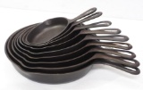 Set of 9 Wagner cast iron skillets