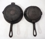 (2) Cast iron waffle irons: 6-7 / 7-8