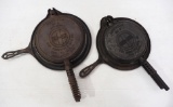 (2) Griswold cast iron waffle irons