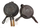 (2) Griswold cast iron waffle irons