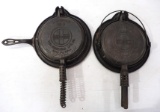 (2) Griswold No.8 cast iron waffle irons