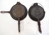 (2) Griswold No.8 cast iron waffle irons