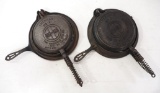 (2) Griswold cast iron waffle irons