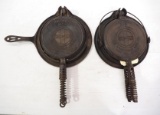 (2) Griswold No.8 cast iron waffle irons