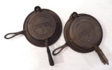 (2) Stover cast iron waffle irons