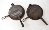 (2) Stover cast iron No.8 waffle irons