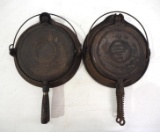 (2) Wagner cast iron waffle irons