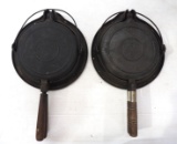 (2) Wagner cast iron No.8 waffle irons