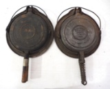 (2) Wagner cast iron waffle irons