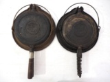 (2) Wagner cast iron 1408 waffle irons