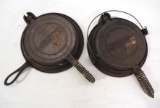 (2) Stover cast iron No.8 waffle irons