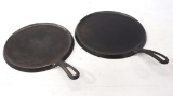(2) Griswold Handle Griddles: No.8 / No.9