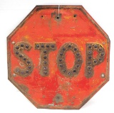Stop sign with glass marbles