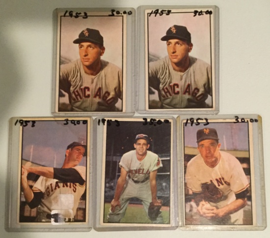 Five 1953 Bowman cards - #74-#79 – Various Players