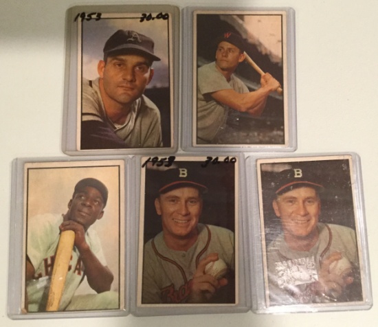 Five 1953 Bowman cards - #34-#38 – Various Players