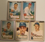 Five 1952 Topps cards - #199-#208 – Various Players