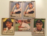 Five 1952 Topps cards - #96-#107 – Various Players