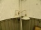 MID CENTURY WHITE & GOLD POLE LAMPS W/ RETRACTABLE LAMPS