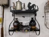 METAL MID-CENTURY SHELF W/ WHAT-NOTS