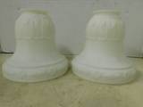 (2) VINTAGE WHITE GLASS LAMP SHADES