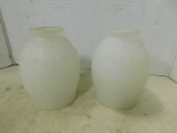 (2) VINTAGE FROSTED GLASS LAMP SHADES