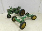 EARLY 1/16 JOHN DEERE TRACTOR W/ DAMAGE & JOHN DEERE RUNNING GEAR