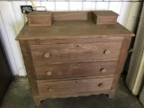 OAK 3 DRAWER CHEST W/ HANKIE BOXES - STRIPPED FOR REFINISHING