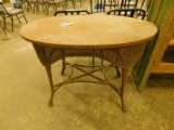 WICKER TABLE W/ OVAL TOP