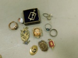 MISC. RINGS, PINS, COSTUME JEWLERY