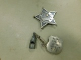 (2)  BADGES, SMALL WHISTLE